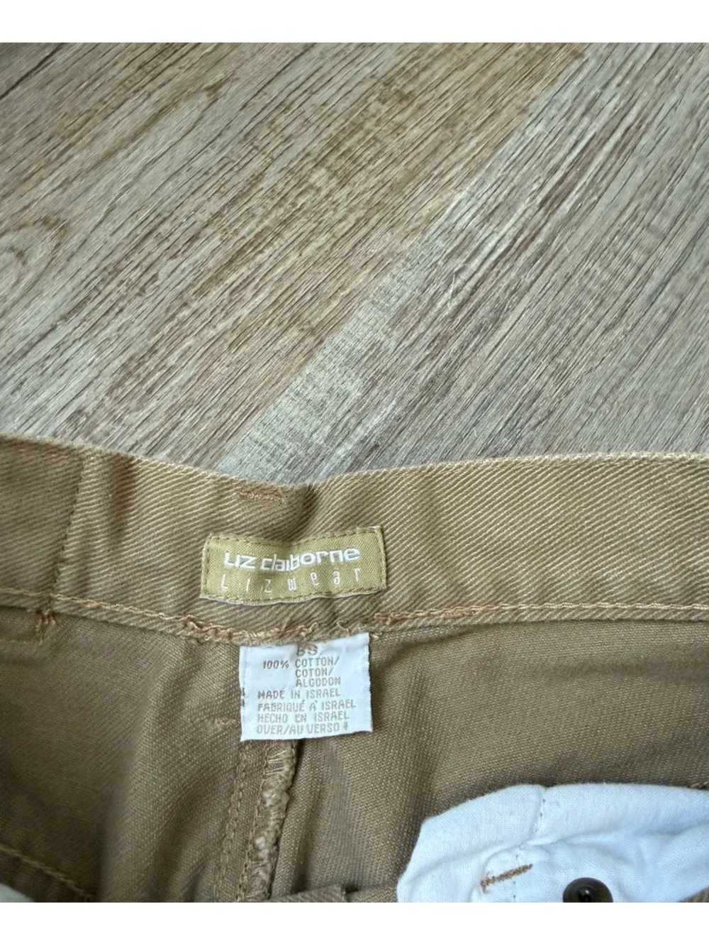 VTG Liz Claiborne Khaki Denim Pants Cotton Brown Tan Size 26 27 - Picture 7 of 10